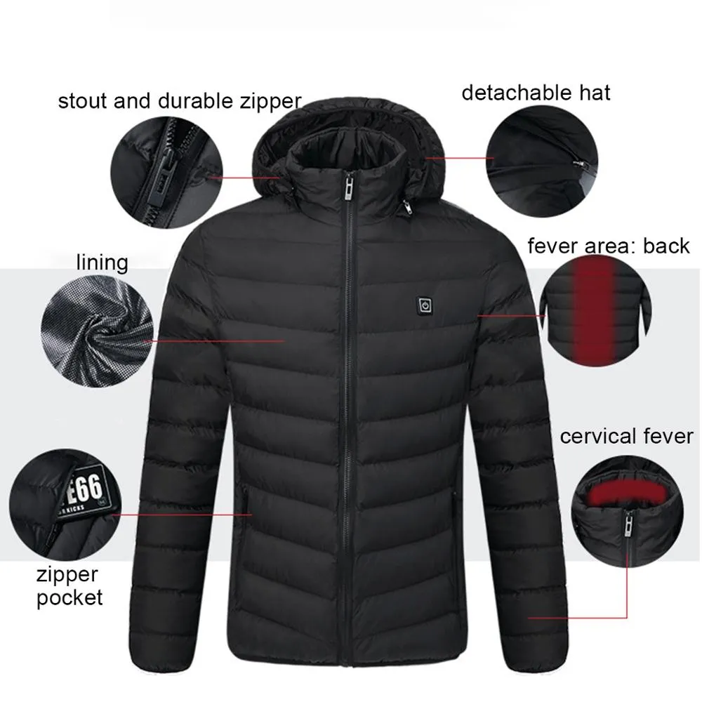 Men Winter Warm Waterproof USB Heating Jacket Thermostat Clothing