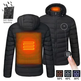 Men Winter Warm Waterproof USB Heating Jacket Thermostat Clothing