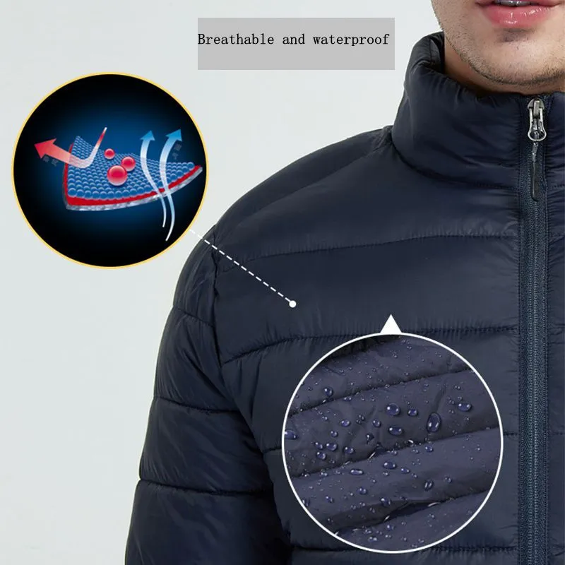 Men Winter Warm Waterproof USB Heating Jacket Thermostat Clothing