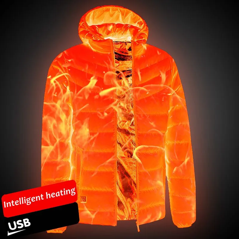 Men Winter Warm Waterproof USB Heating Jacket Thermostat Clothing