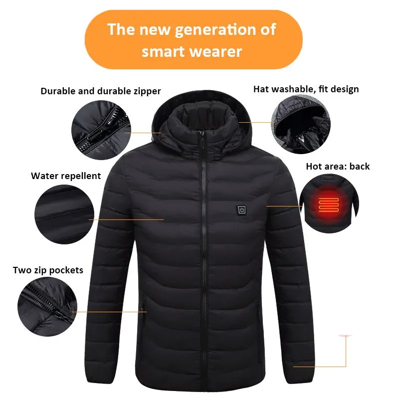 Men Winter Warm Waterproof USB Heating Jacket Thermostat Clothing