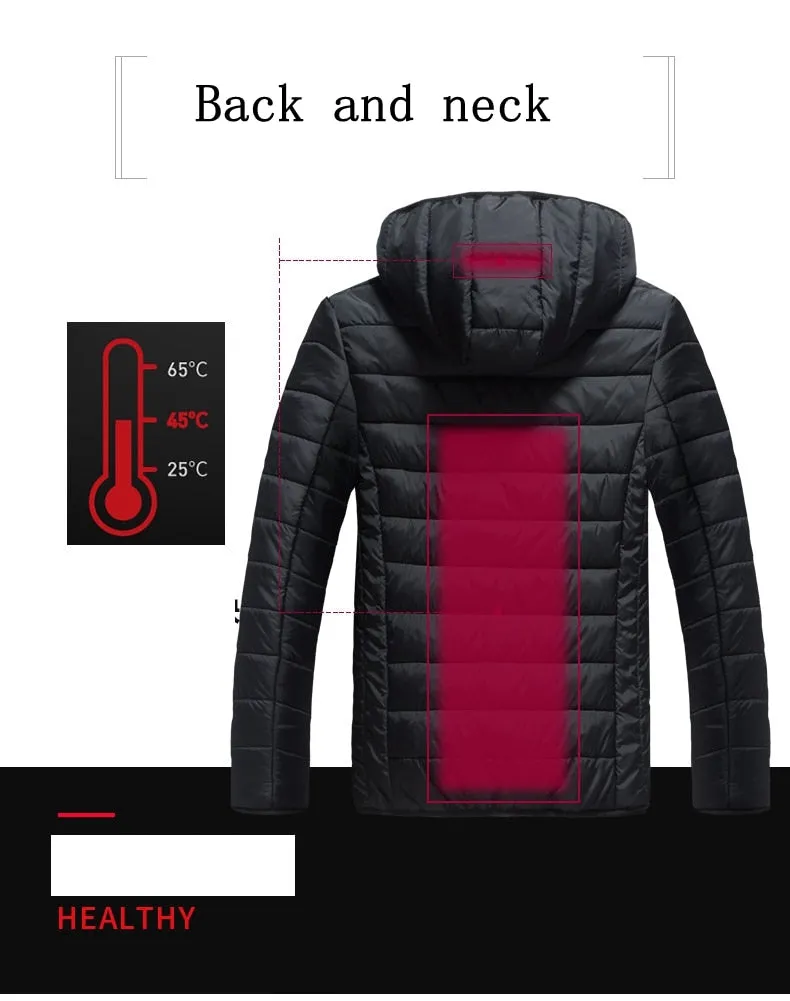 Men Winter Warm Waterproof USB Heating Jacket Thermostat Clothing