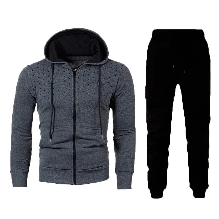 Men's Fall Winter Cardigan Hoodie Jacket Jogger Two Piece Set