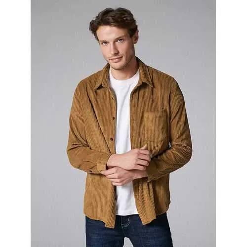 Mens Plain Solid Color Corduroy Shirts