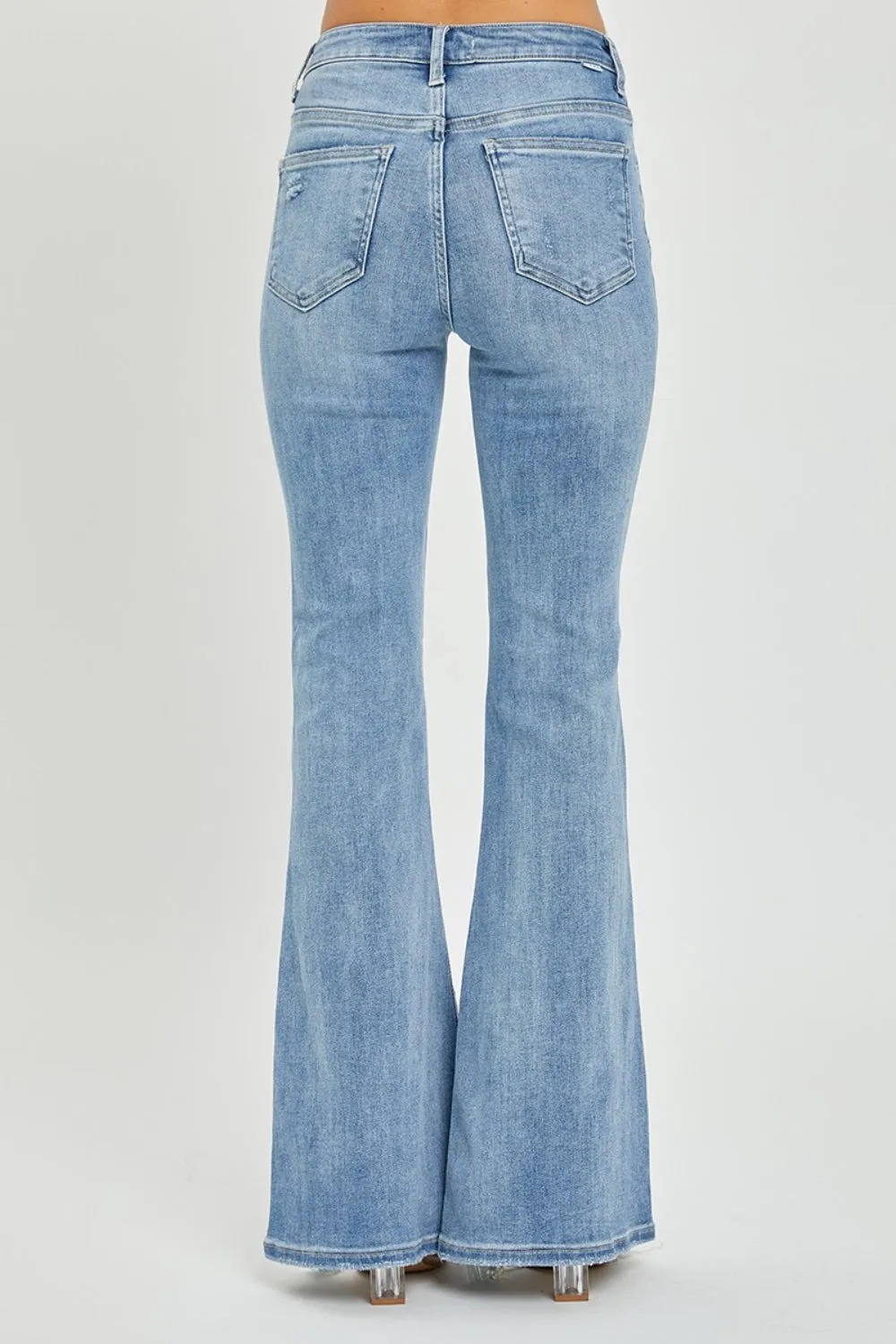 Mia High Rise Frayed Hem Flare Jeans