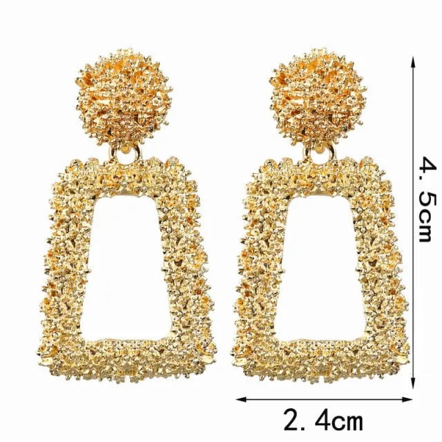 Natashahs Vintage Earrings Large for Women Statement Earrings Geometric Gold Metal Pendant Earrings Trend Fashion Jewelry