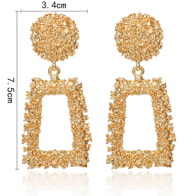 Natashahs Vintage Earrings Large for Women Statement Earrings Geometric Gold Metal Pendant Earrings Trend Fashion Jewelry