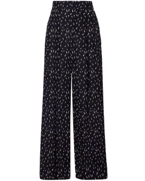 Navy Floral High Waist Wide Leg Pant