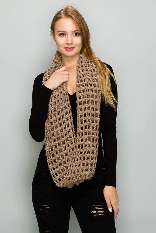 Open Weave Knit Infinity Scarf