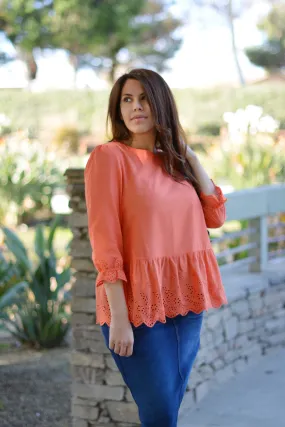 Orange Creamsicle Eyelet Top