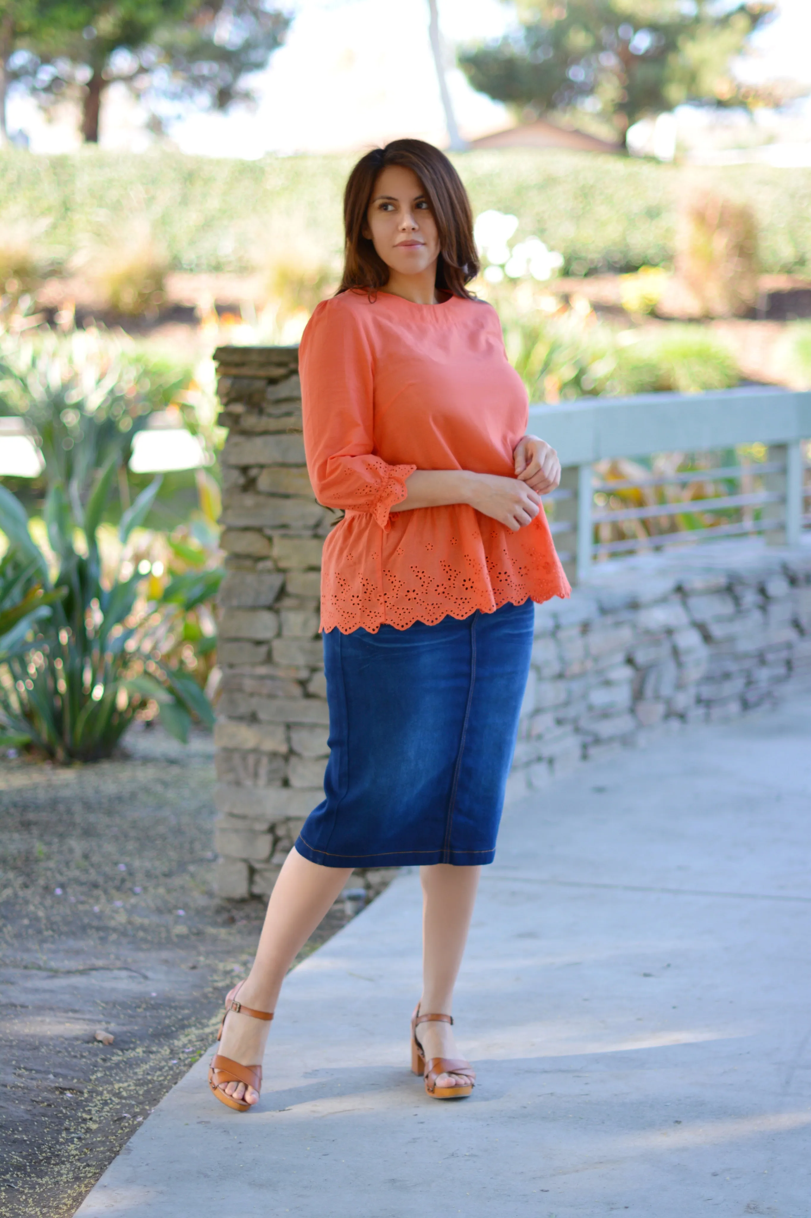 Orange Creamsicle Eyelet Top