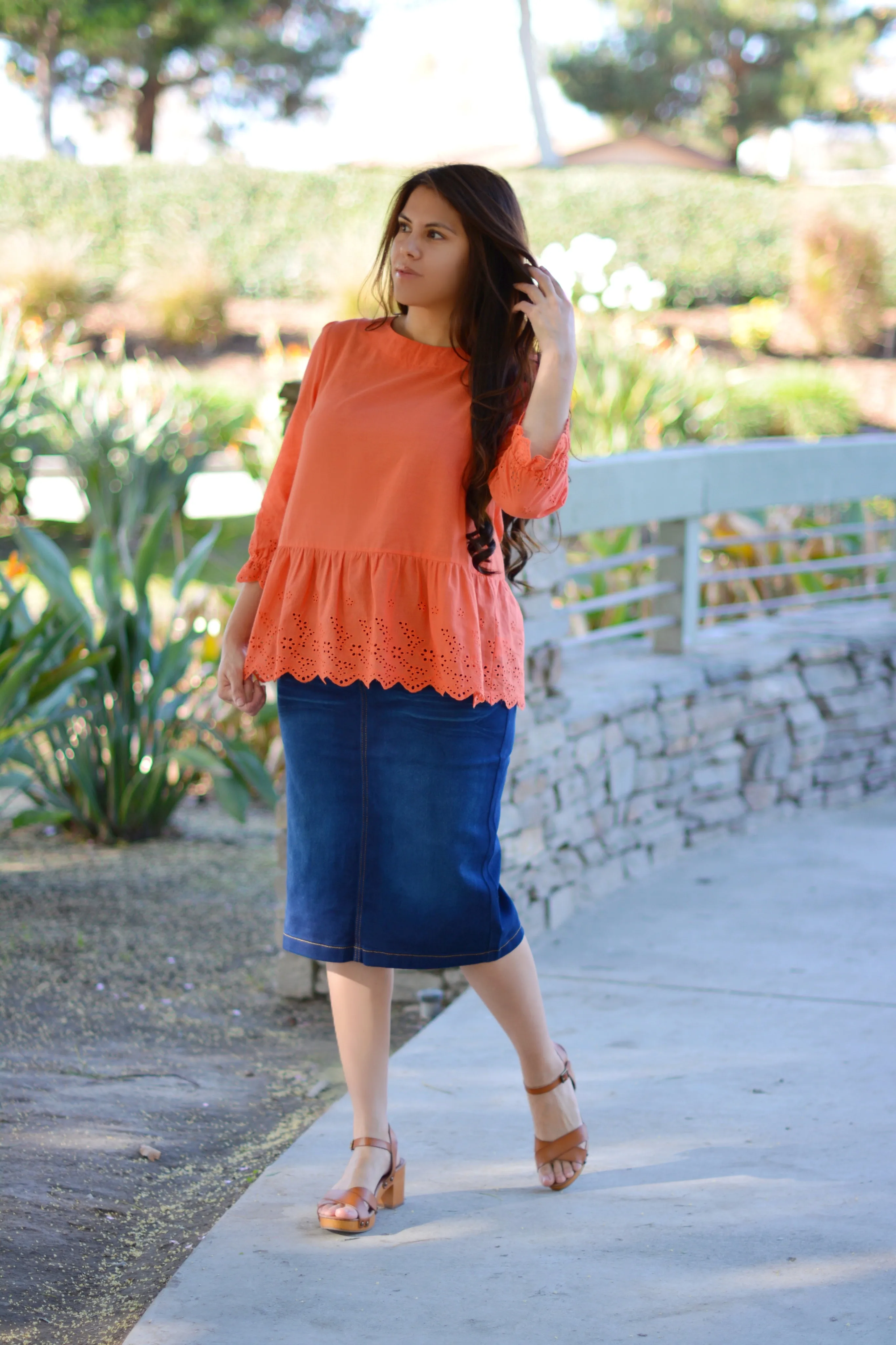 Orange Creamsicle Eyelet Top