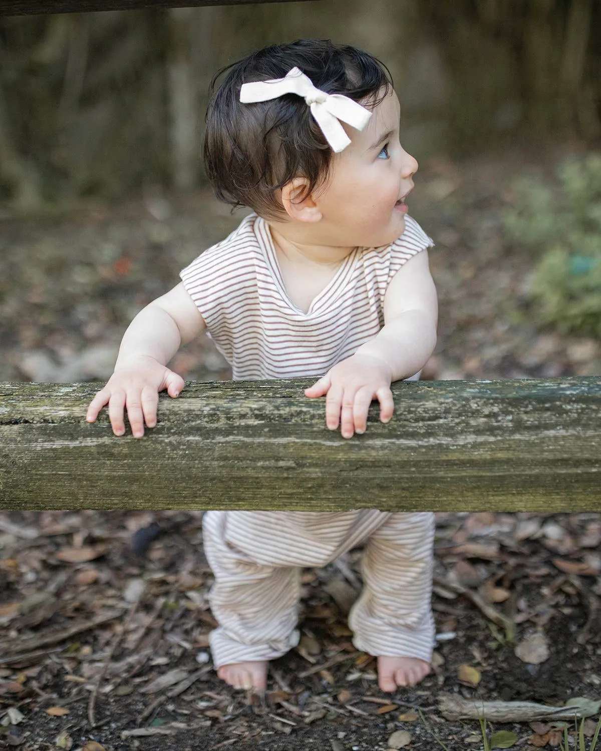 Organic Cotton Jumpsuit: Clay stripe