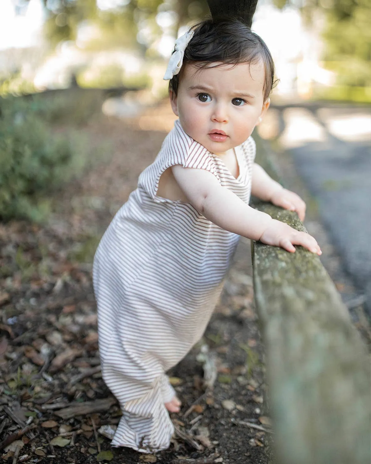 Organic Cotton Jumpsuit: Clay stripe