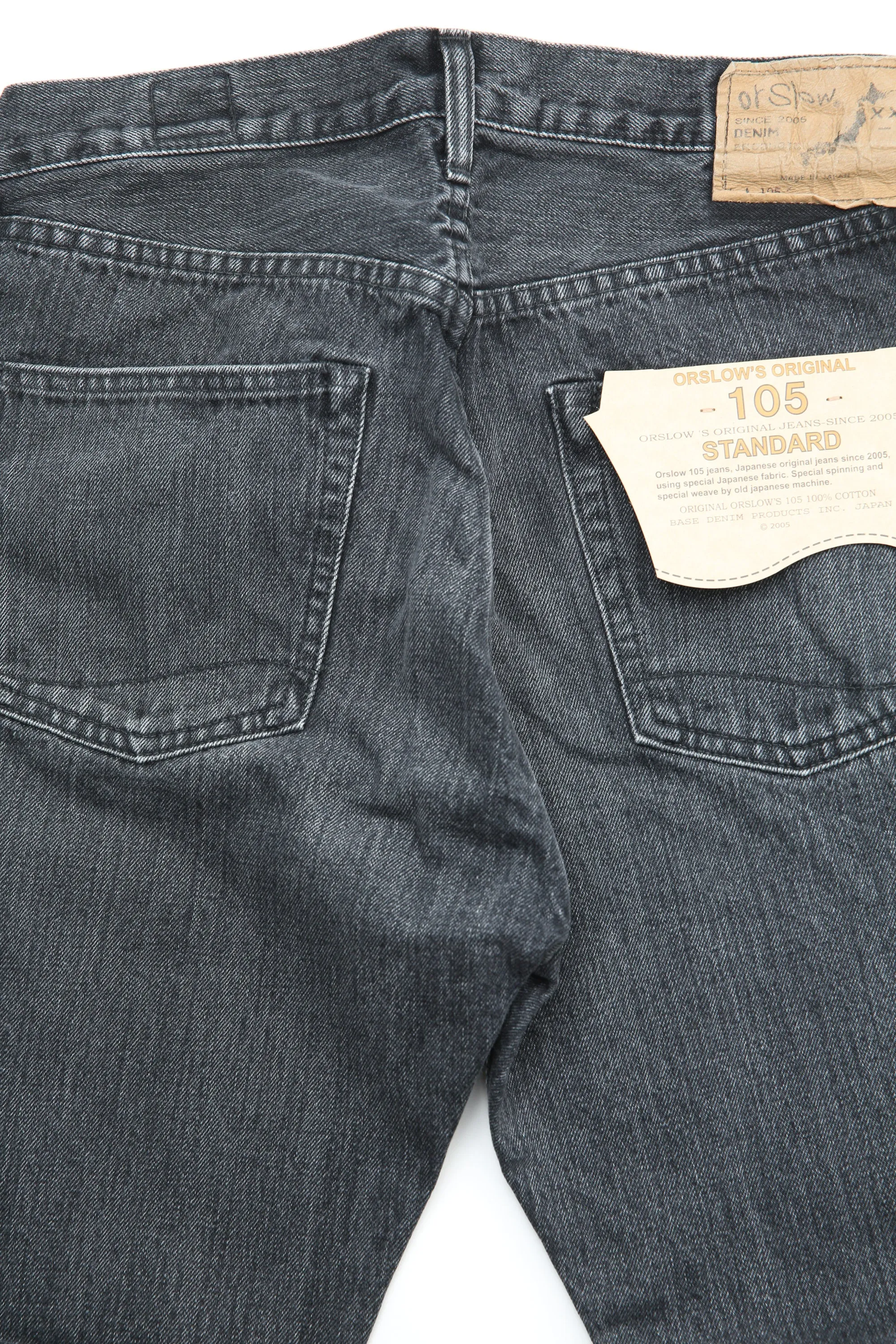 orSlow 105 STANDARD SELVEDGE - BLACK DENIM STONE