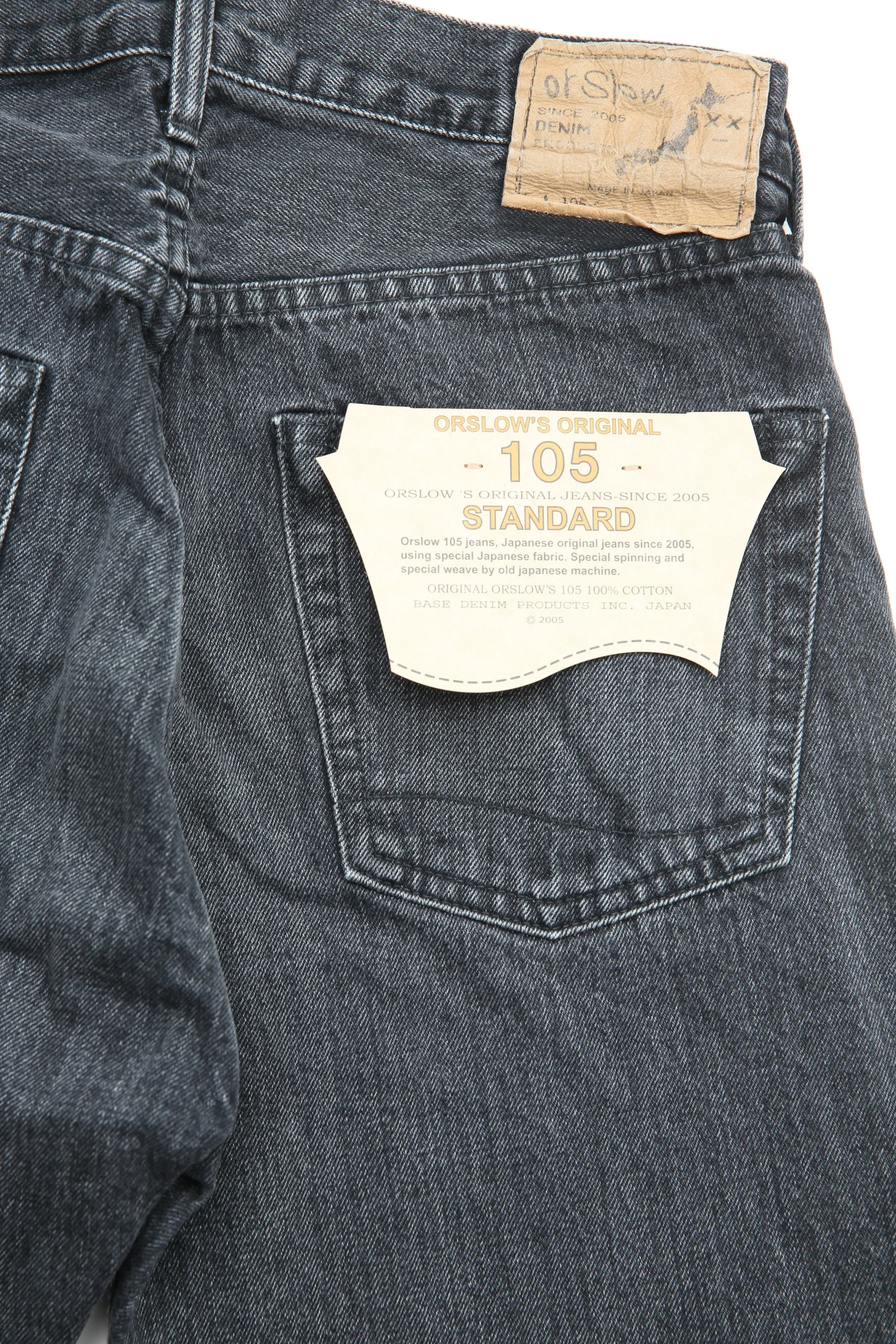 orSlow 105 STANDARD SELVEDGE - BLACK DENIM STONE