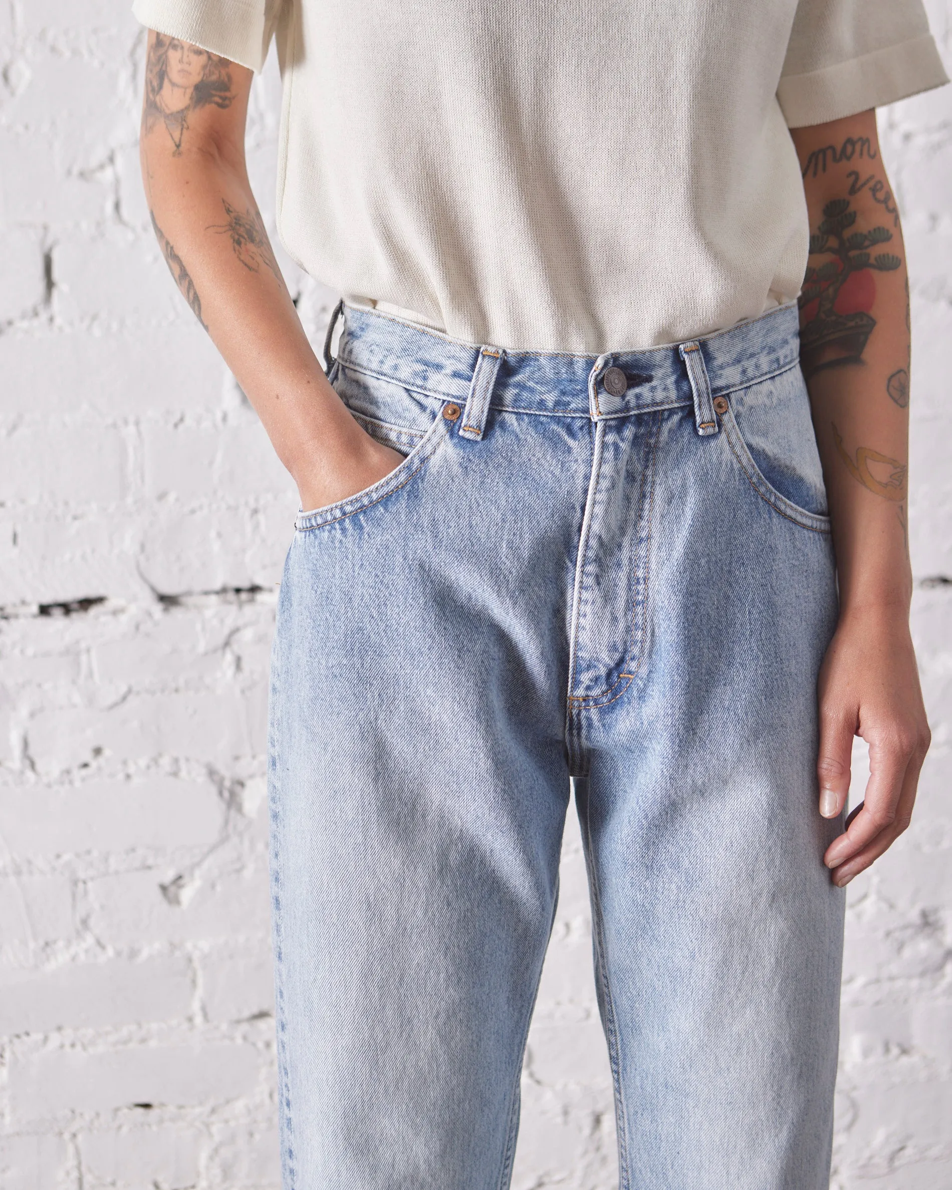 orSlow 80's High Waist Tapered Denim, Sky Blue