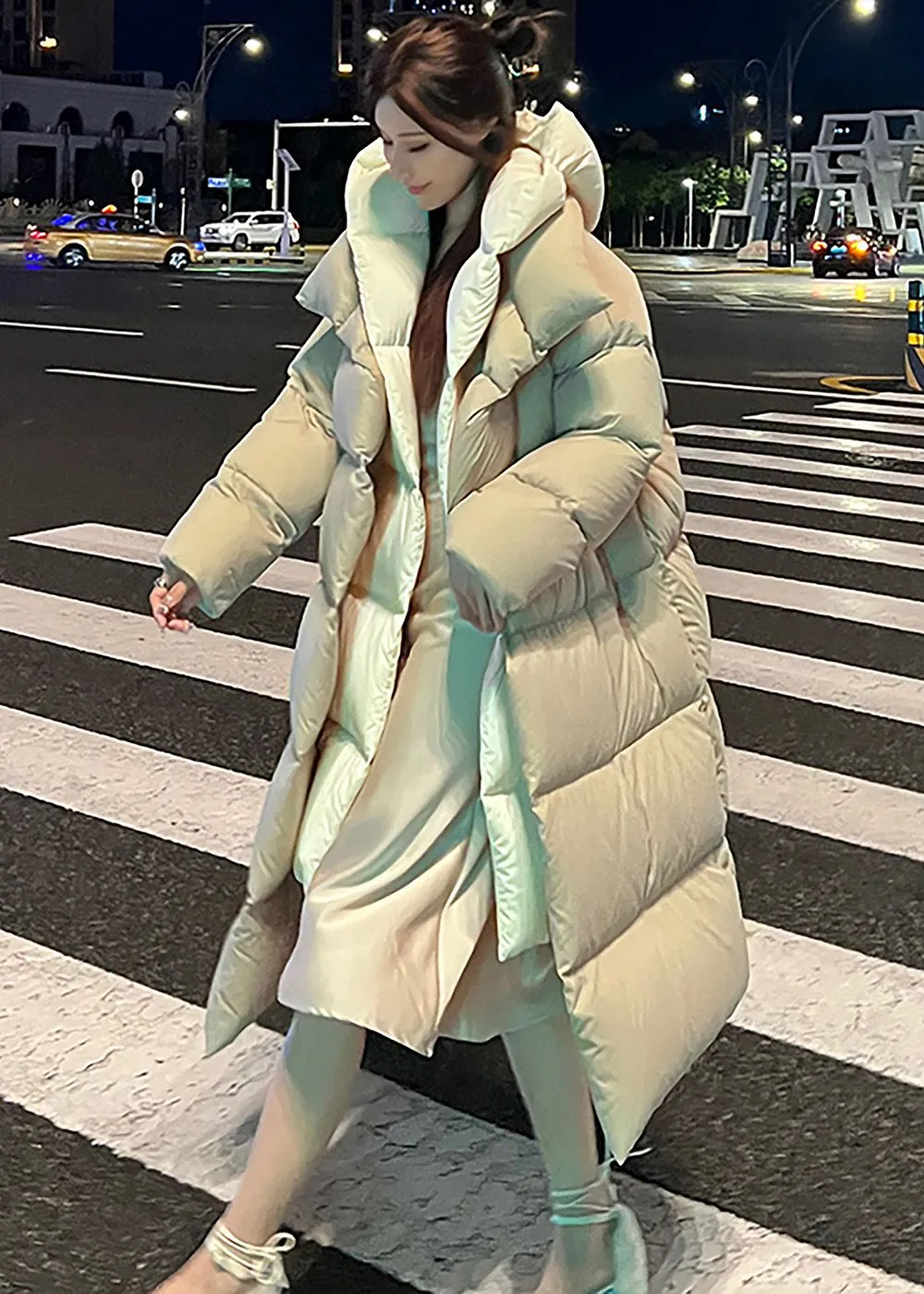 Oversize Hooded Long Down Puffer Coat