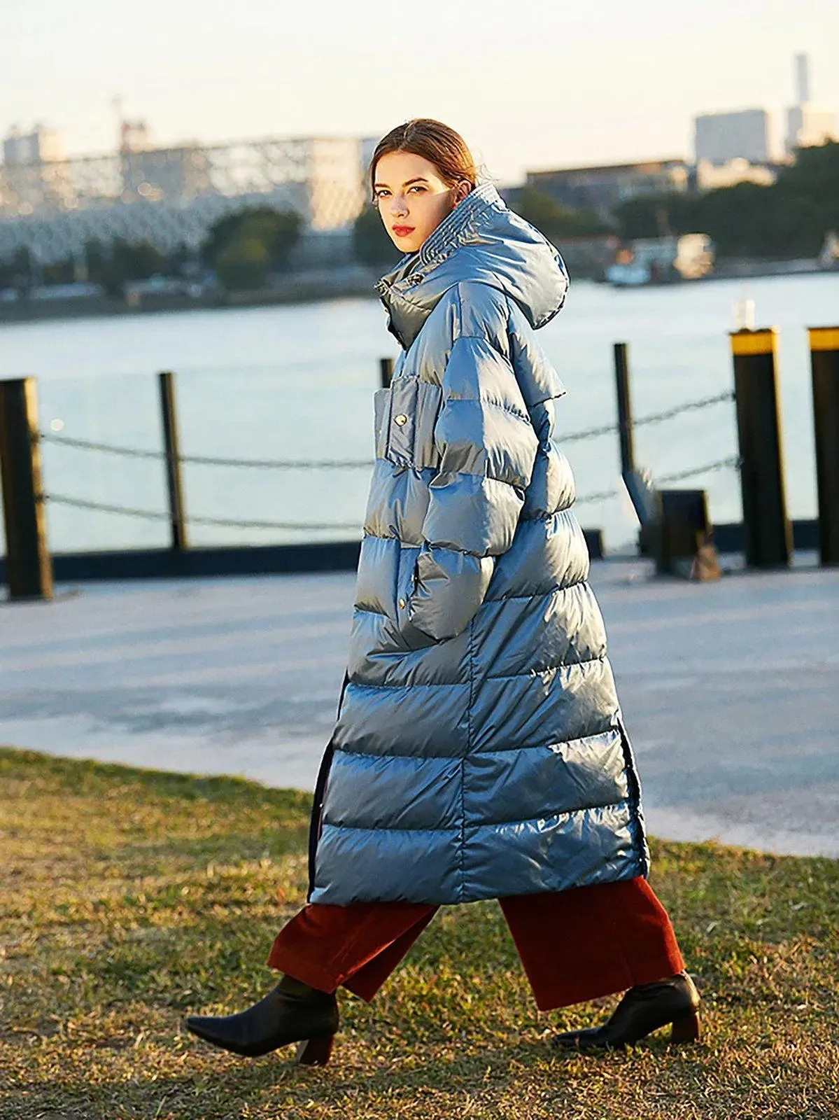 Oversized Hood Long Down Puffer Coat