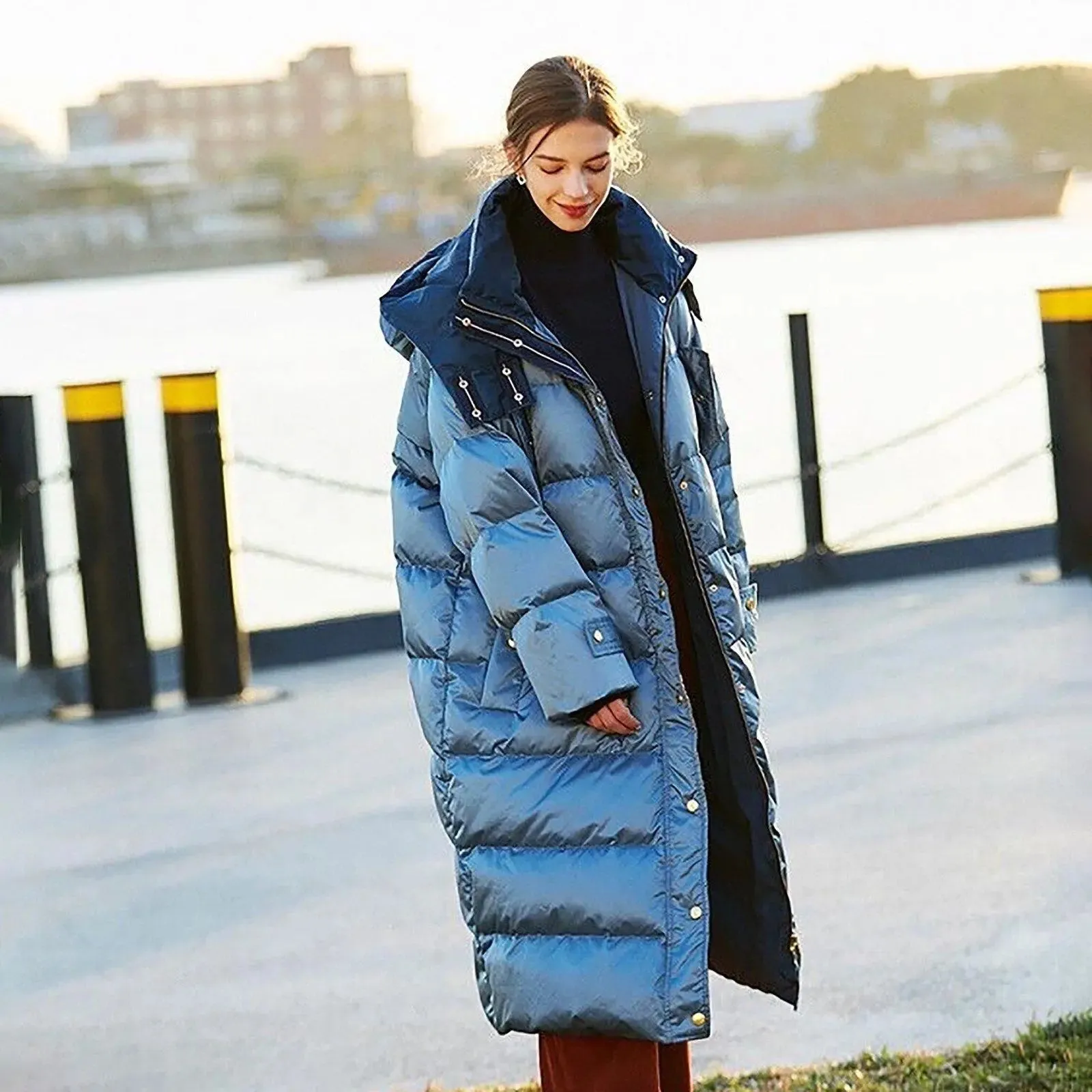 Oversized Hood Long Down Puffer Coat