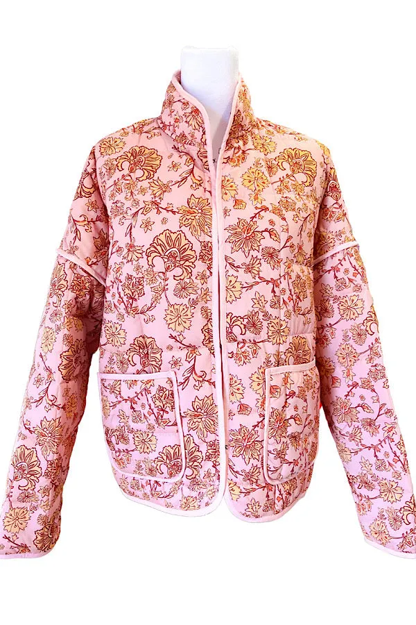 Pink Floral Lightweight Quilted Jacket-online exclusive