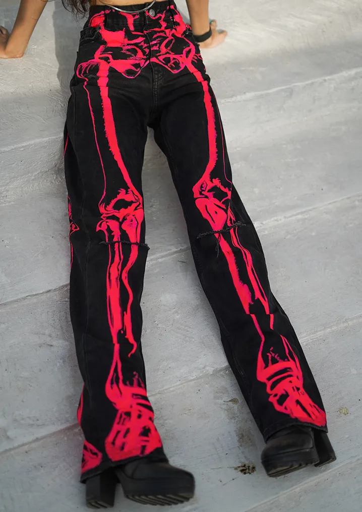 PINK SKELETON VALKYRE JEANS