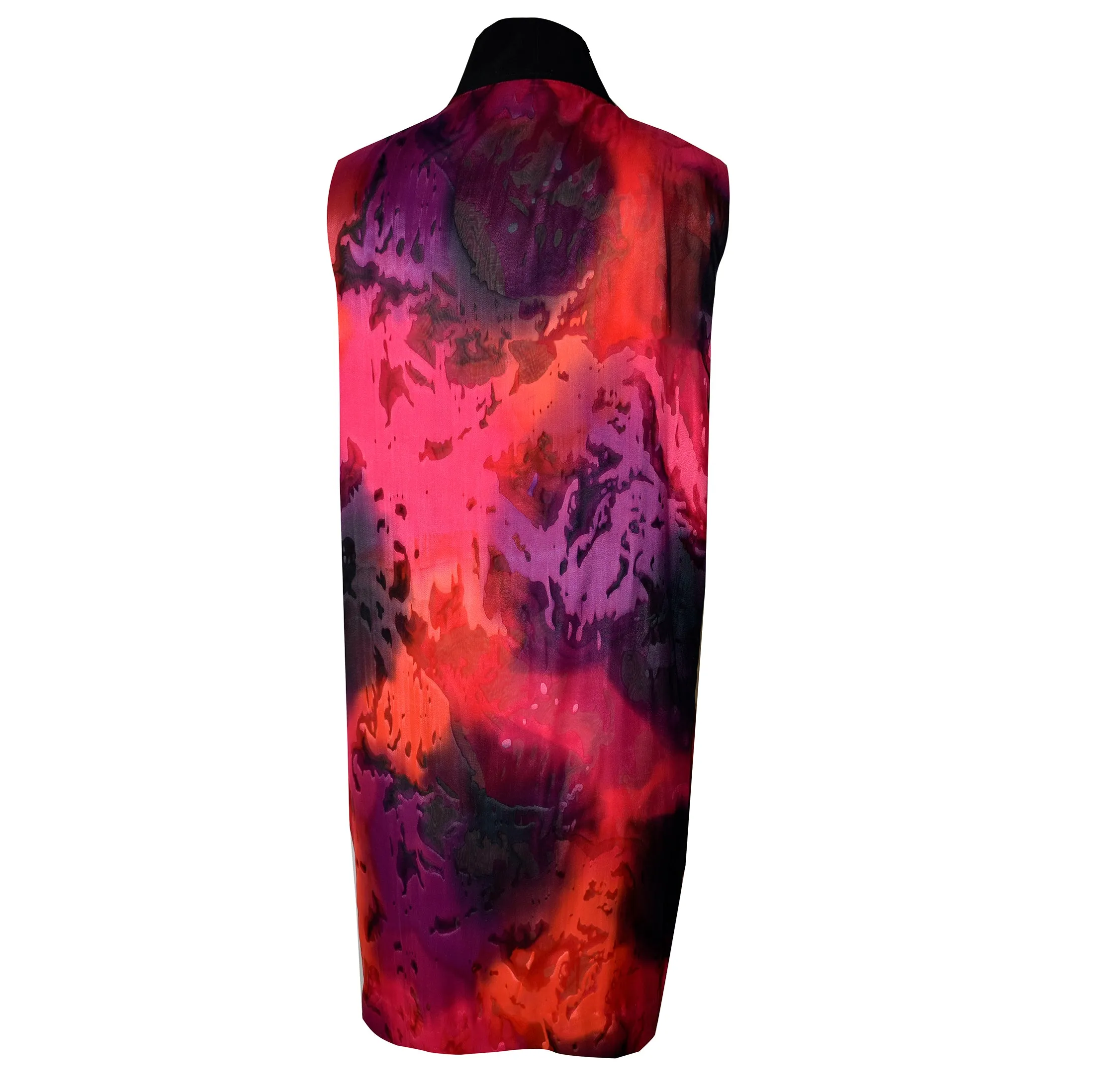 Purple/Pink/Coral Devore Sheer Silk Long Kimono Vest