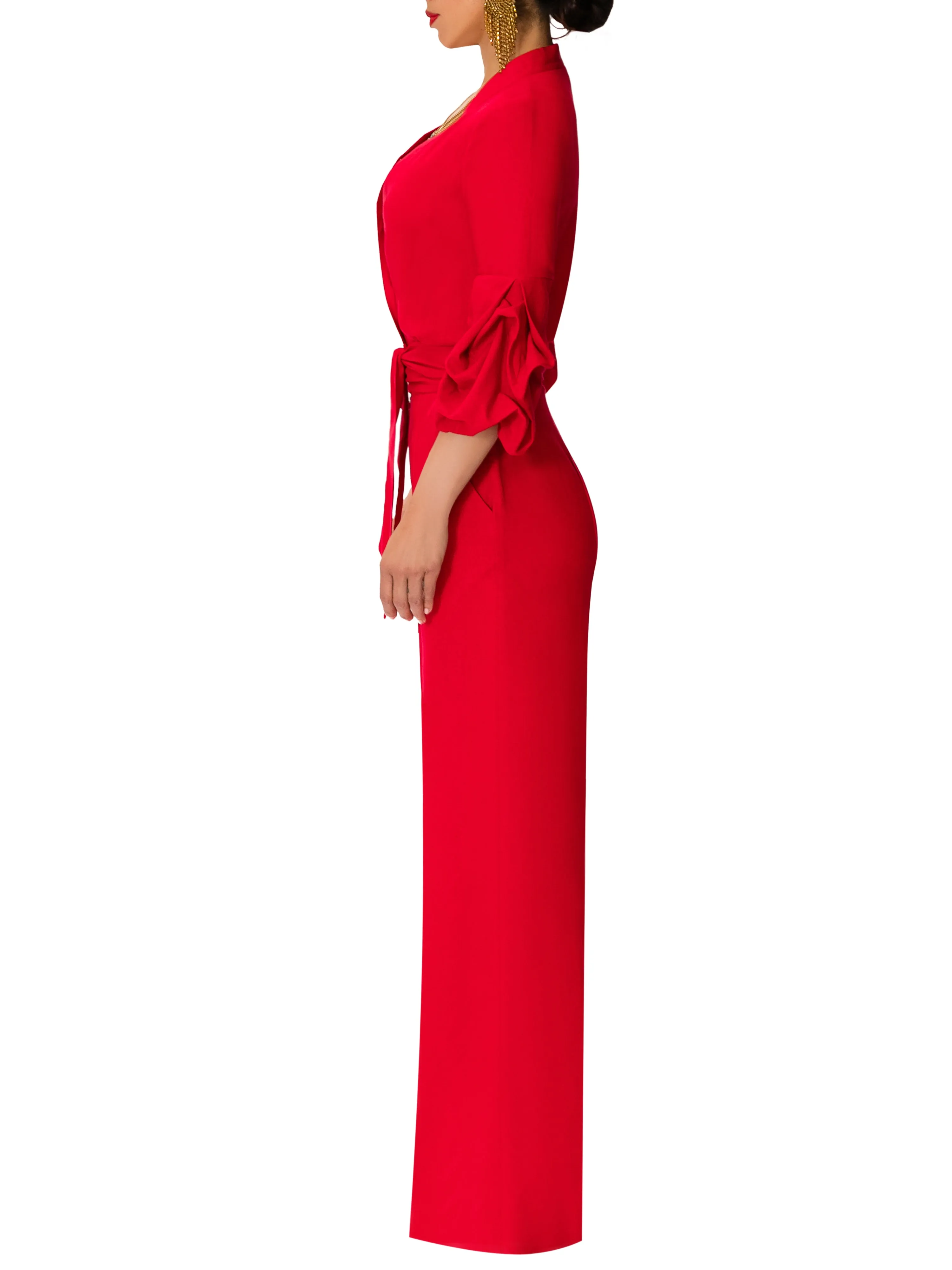 "Beverly Hills" Red Button-Down Jumpsuit