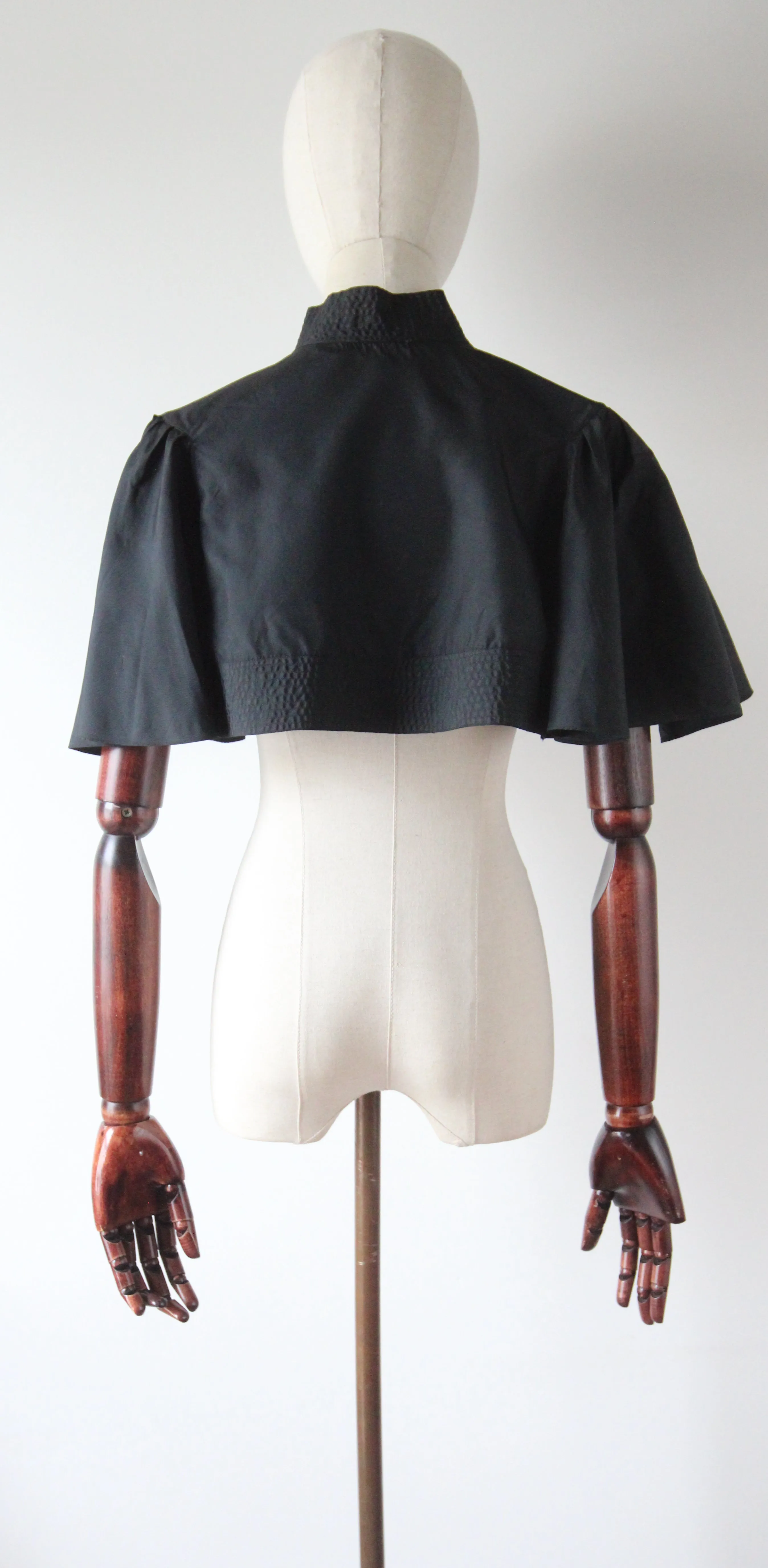 "Fluttered Capelet" Vintage 1930's Black Fluttered Shoulder Cape