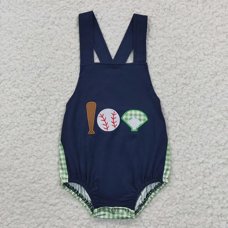 "Little Hitter" Baseball-Themed Baby's Romper