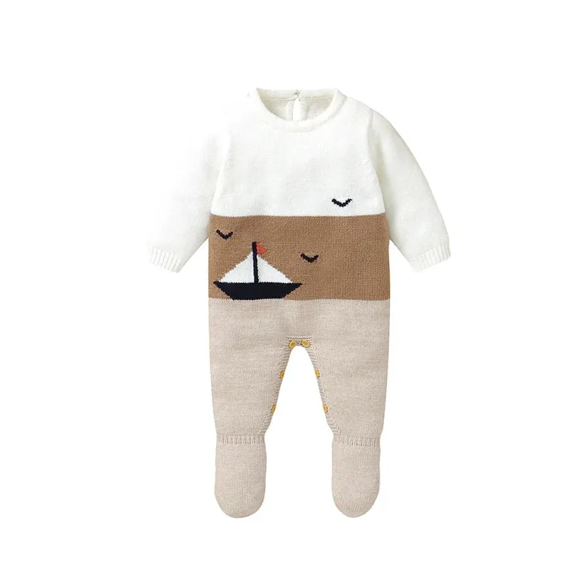 "Sail Baby" Footed Knit Footed Romper