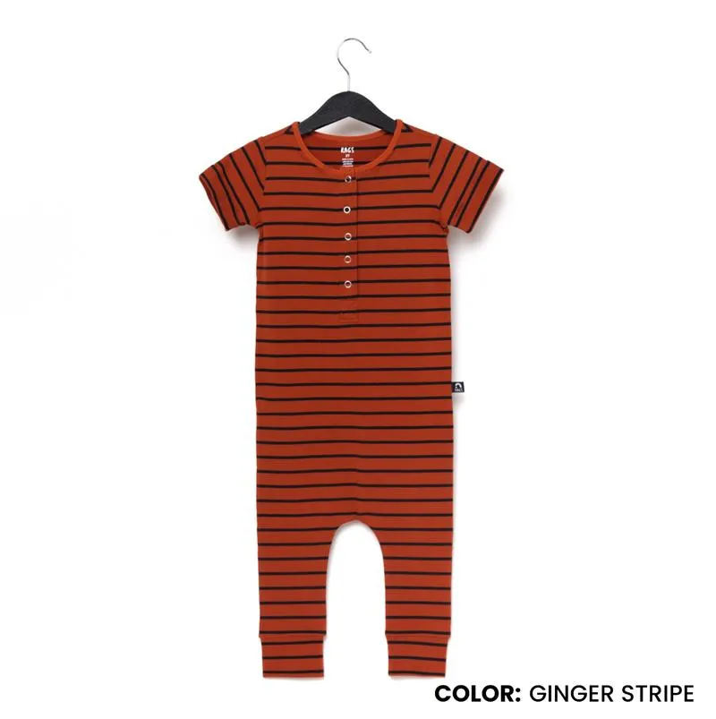 Rags Henley Romper - Ginger Stripe