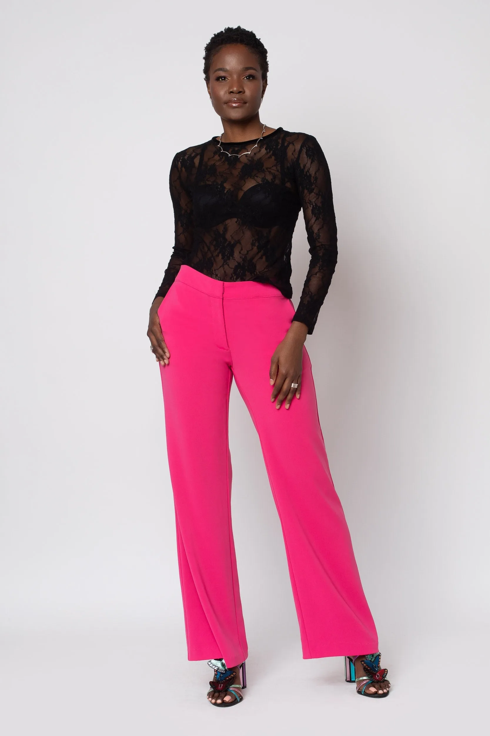 Raspberry Wide Leg Pant