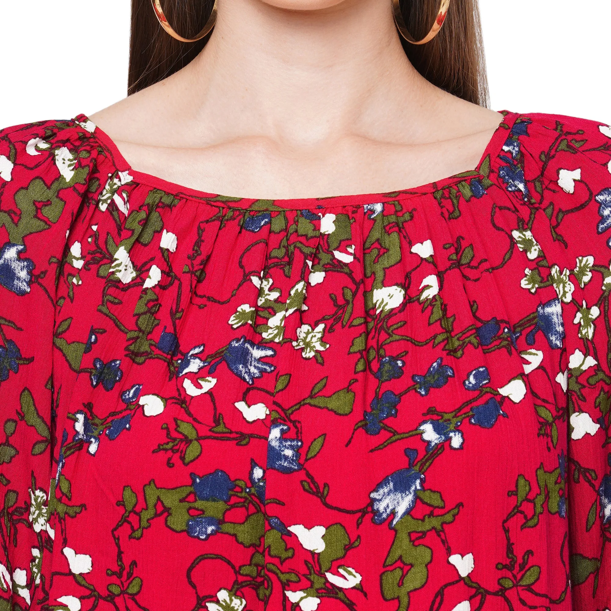 Red Floral Printed Top