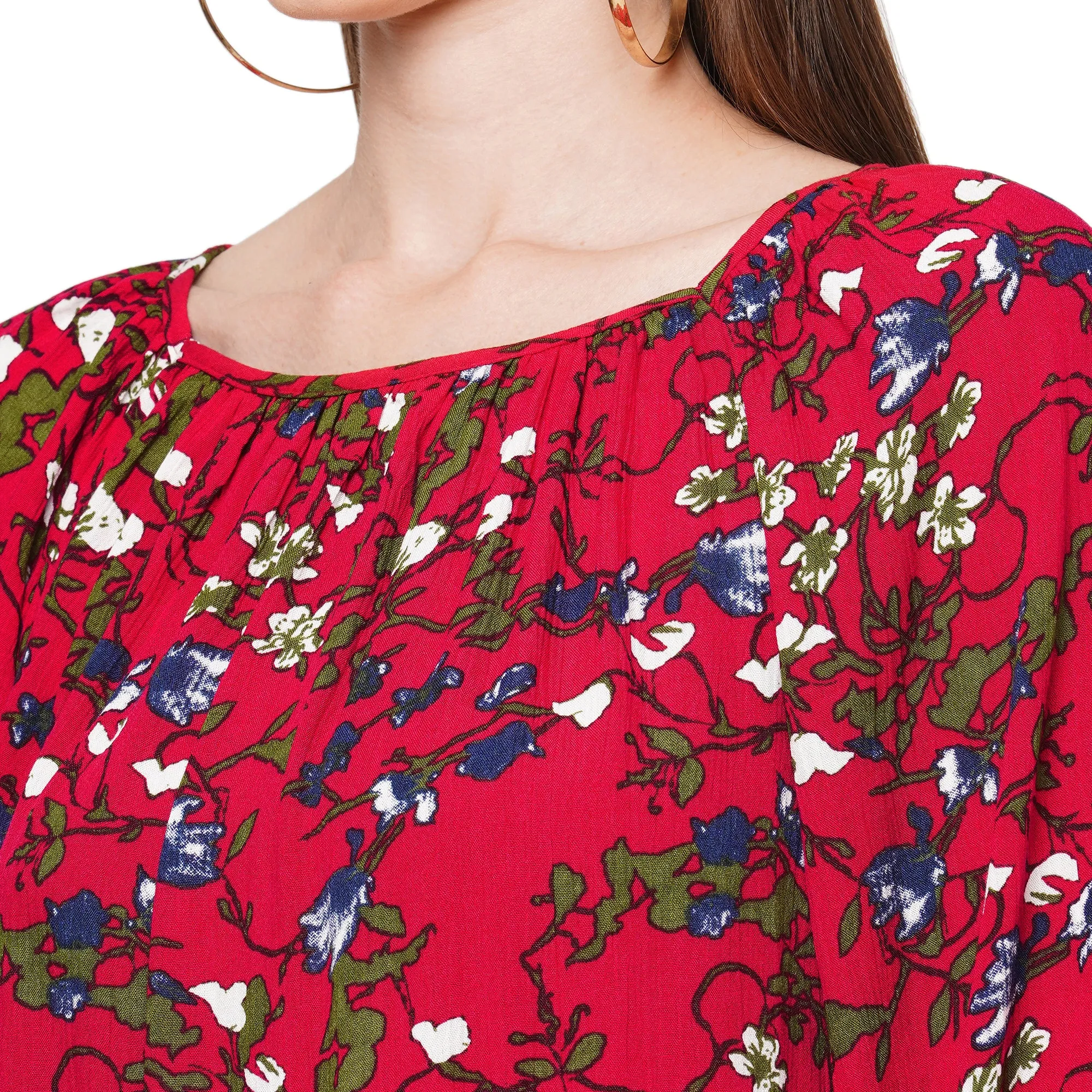 Red Floral Printed Top