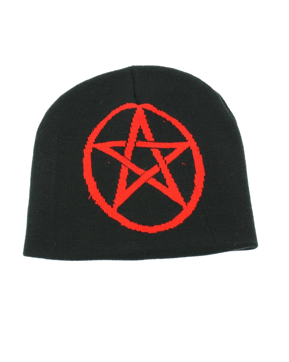 Red Pentagram Sign Unisex Beanie