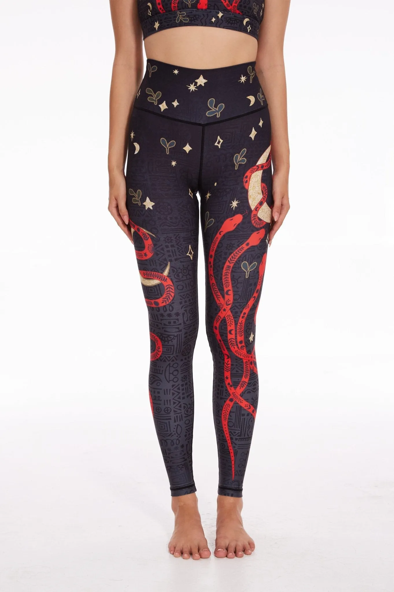 Red Serpent Eclipse High-Waisted Leggings