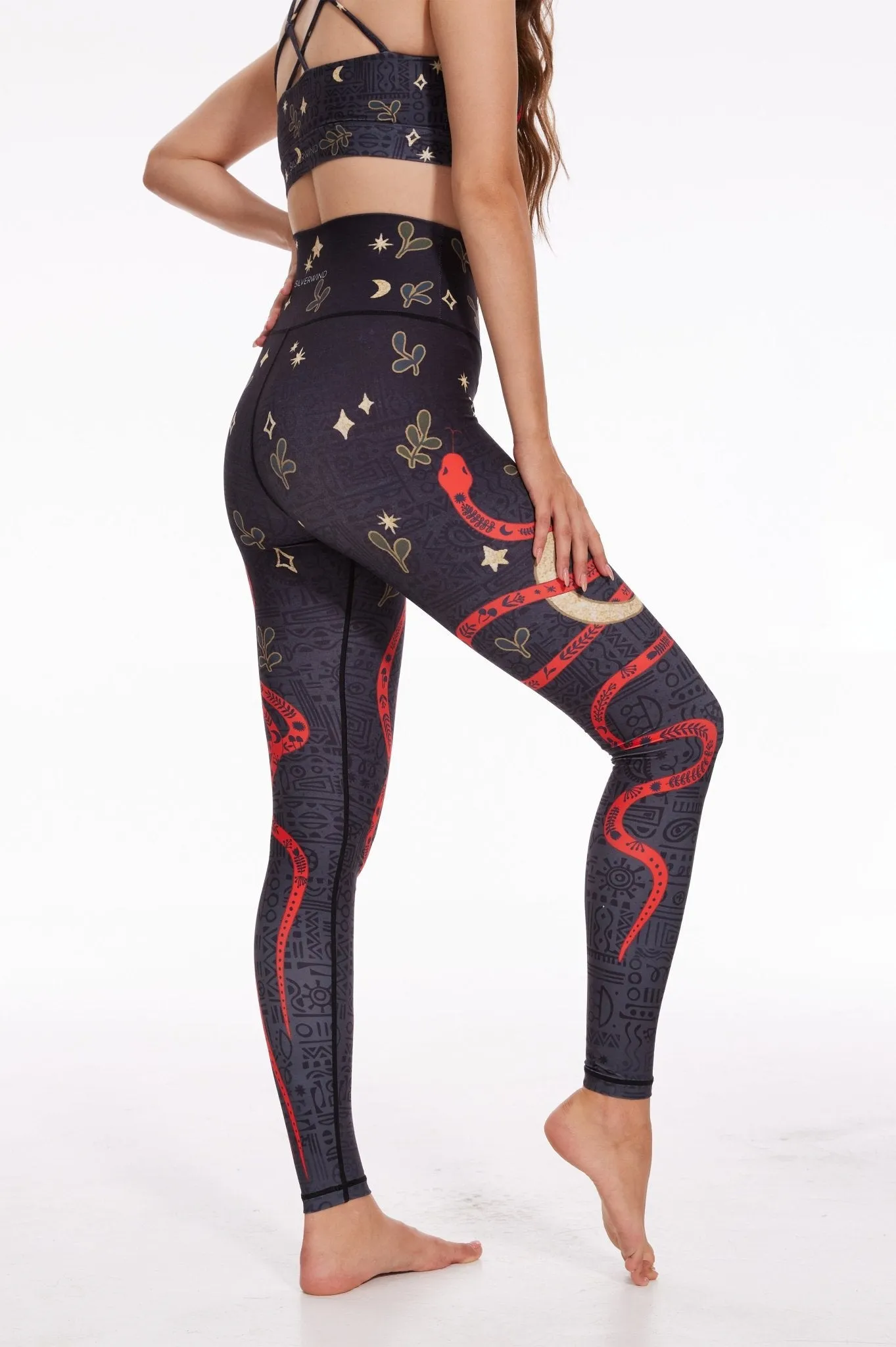 Red Serpent Eclipse High-Waisted Leggings