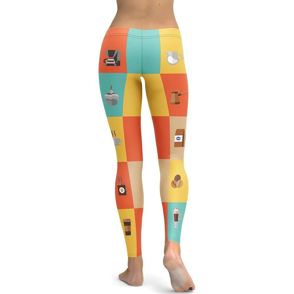 Retro Color Block Coffee Leggings