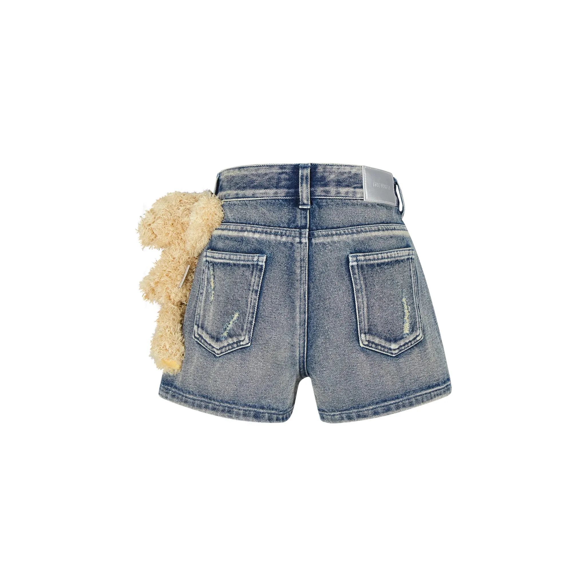 Retro Logo Chain Denim Shorts in Blue