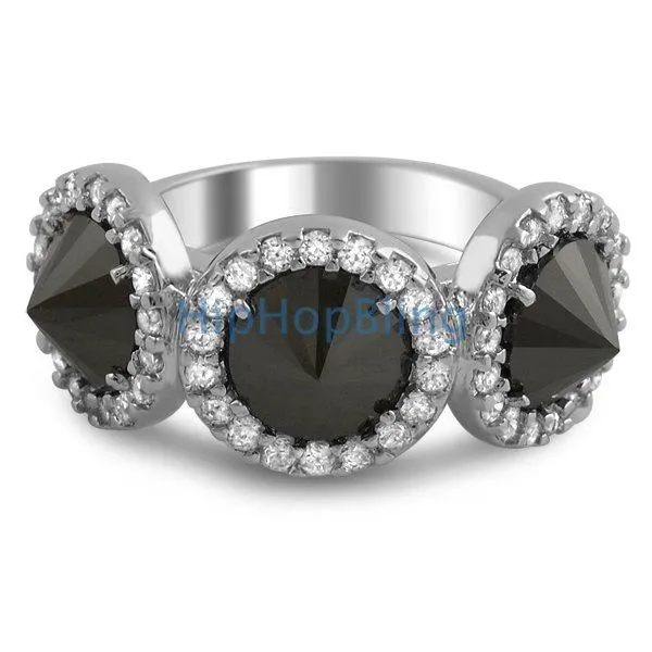 Reverse Black CZ Diamond Fashion Pave Ladies Ring