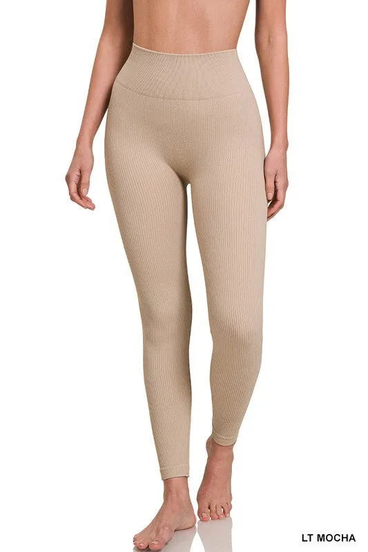 Ribbed Seamless High Waisted Full Length Leggings