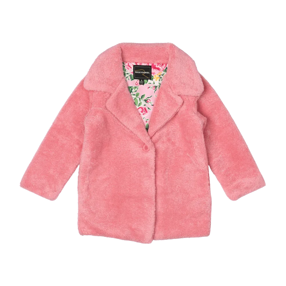 ROCK YOUR BABY - PINK FAUX SHERPA JACKET