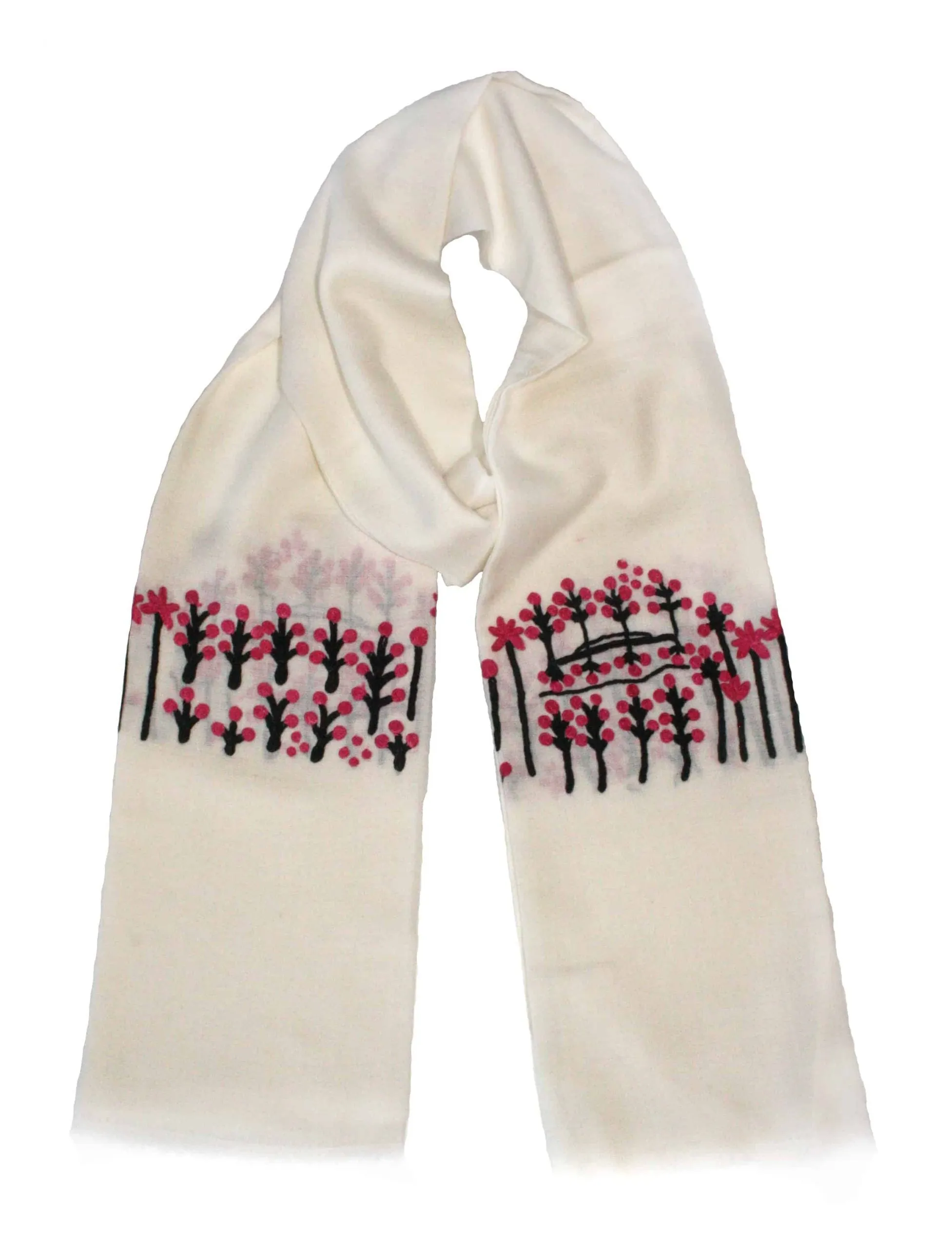 Rosie Nangala Flemming Wool Handloom & Embroidered Scarf 200x70