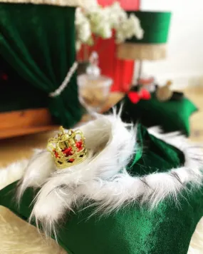 Royal Emerald Cape with Faux Ermine Fur