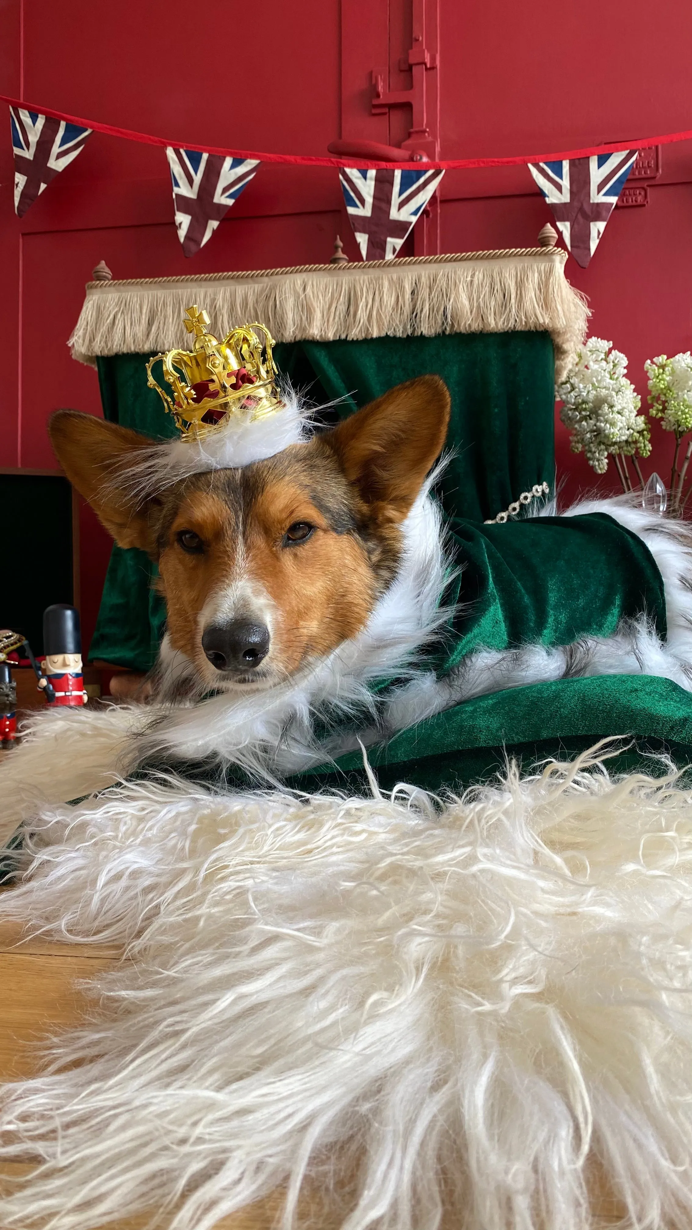 Royal Emerald Cape with Faux Ermine Fur