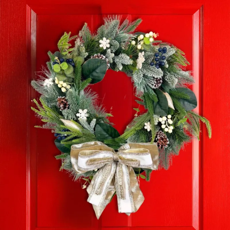 Rustic Glam Winter Wreath – Premium Holiday Door Decor