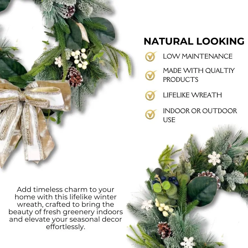 Rustic Glam Winter Wreath – Premium Holiday Door Decor