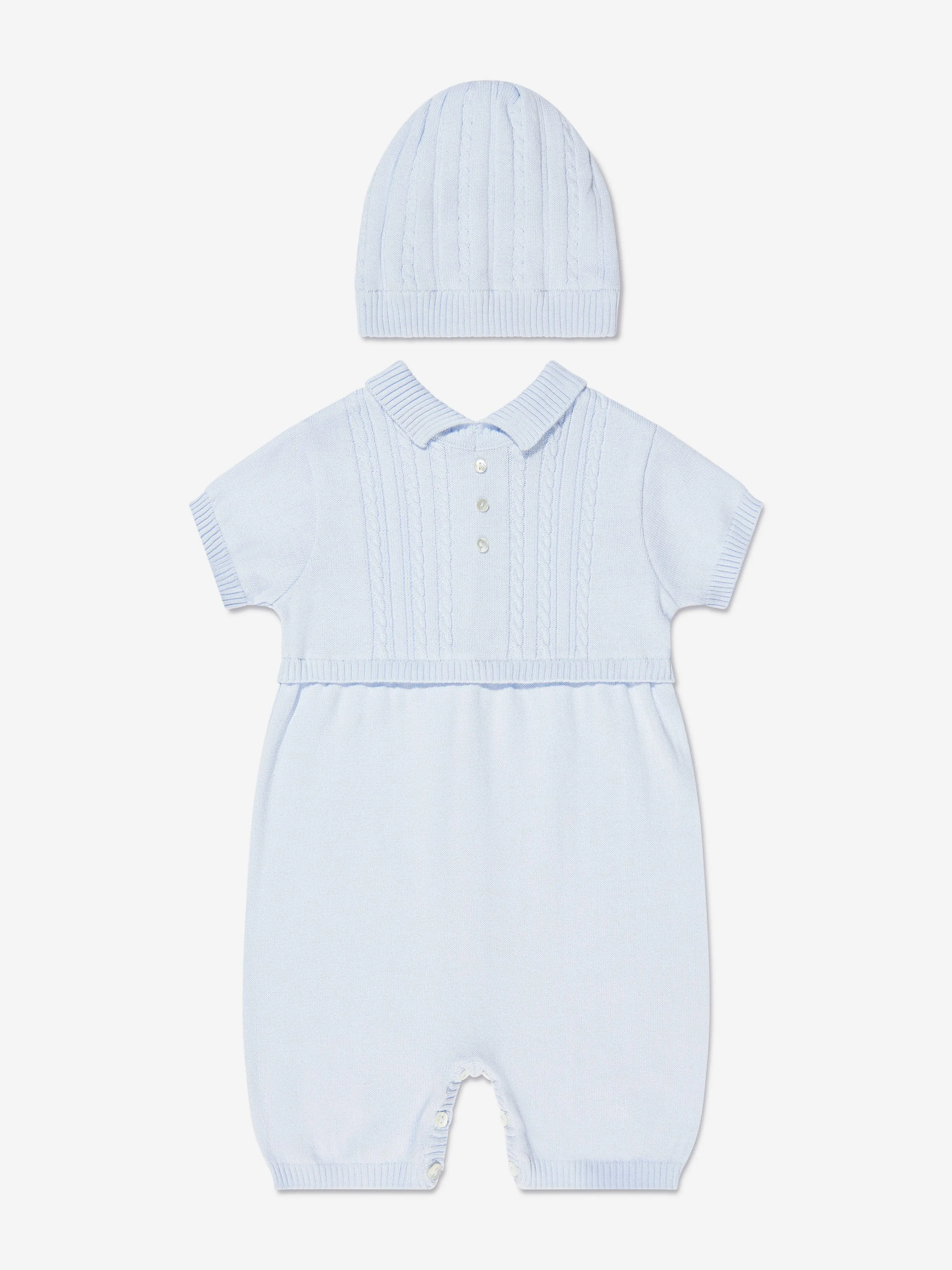 Sarah Louise Baby Boys Romper And Hat Set in Blue