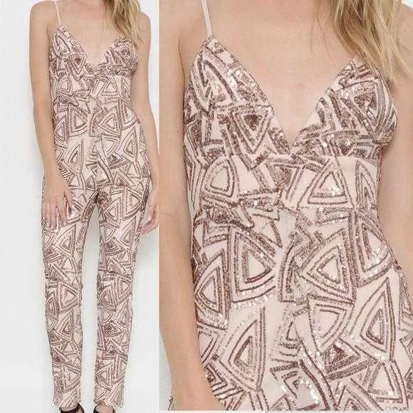 Sequin Jumpsuit - Nude